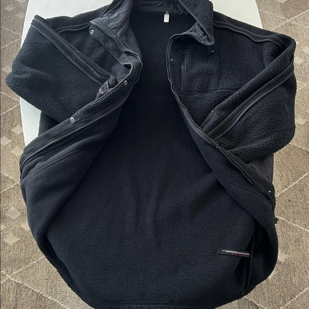 Free People Movement Glacier Long Black Snap Closure Fleece Jacket Coat M $168 - Picture 6 of 8